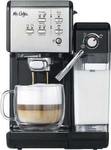 Mr. Coffee Espresso and Cappuccino Machine, Programmable Coffee Maker with Automatic Milk Frother and 19-Bar Pump, Stainless Steel is one of my recommendation of the best espresso machines under 150.