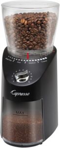 Capresso Infinity Conical Burr Grinder is one of the best coffee grinders for cold brew.