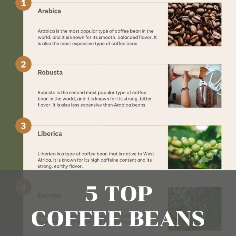 this infographic is about 5 top coffee beans in the world