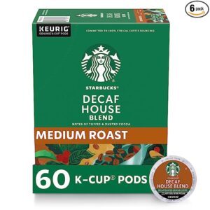 Starbucks Decaf K-Cup Coffee Pods — House Blend for Keurig Brewers — 6 boxes (60 pods total) is one of the best decaf k cups.